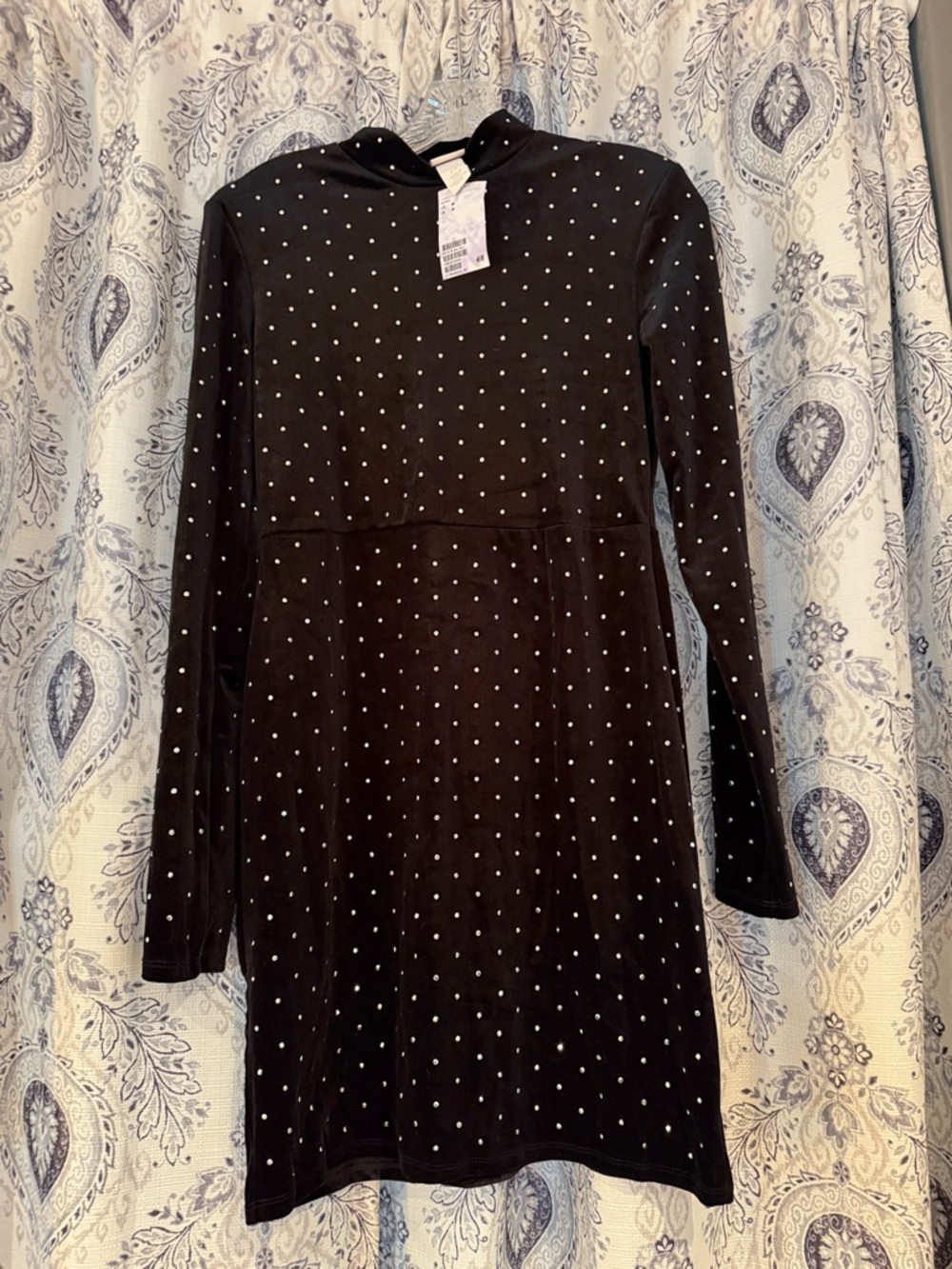 H&M Black Long Sleeve Polka Dot Dress